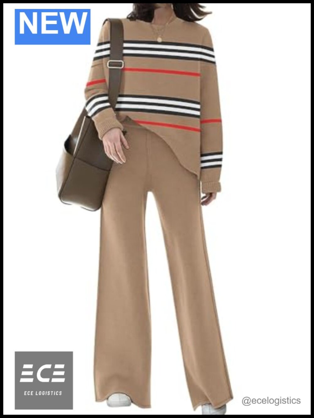 Women's Knitted Sweater Set 2 Piece Loungewear Wide Leg Pants